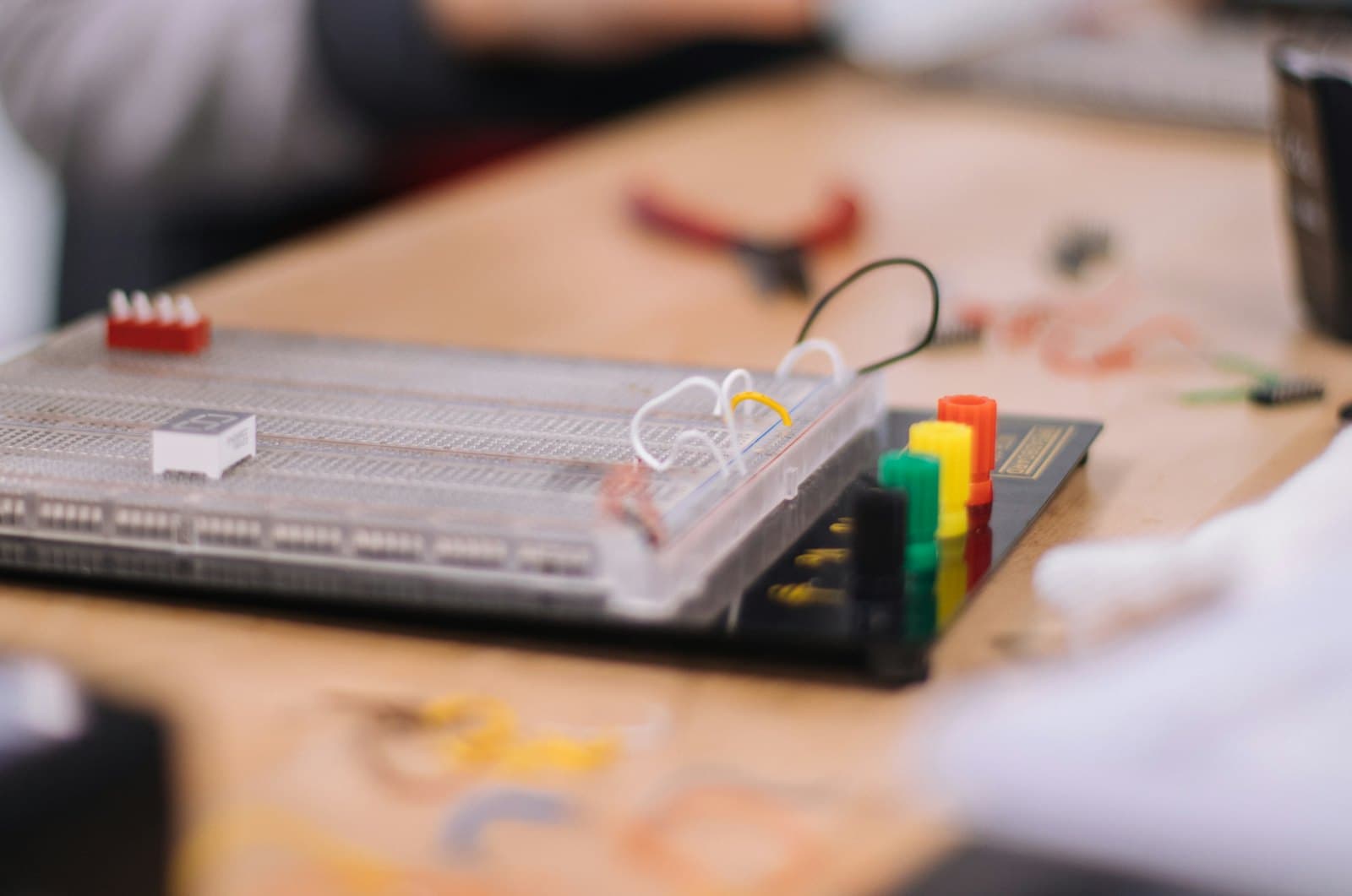 Student wiring a circuit